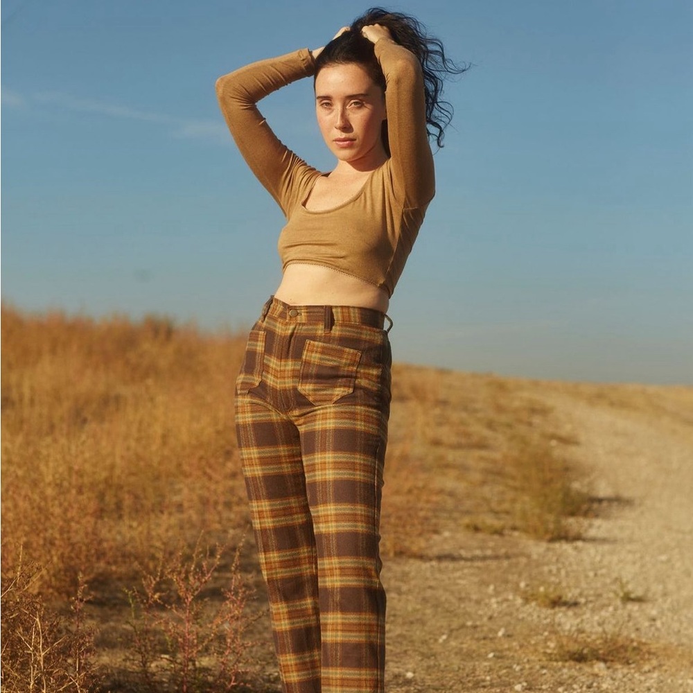 Lykke Wullf Juliet Crop Top Shirt Beige Vintage S